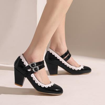 Modne damskie wysokie obcasy Mary Janes Lolita Buty Czarny Czerwony Żółty Różowy Obcasy Impreza Ślubne Buty Damskie Czółenka Duży Rozmiar 45 48