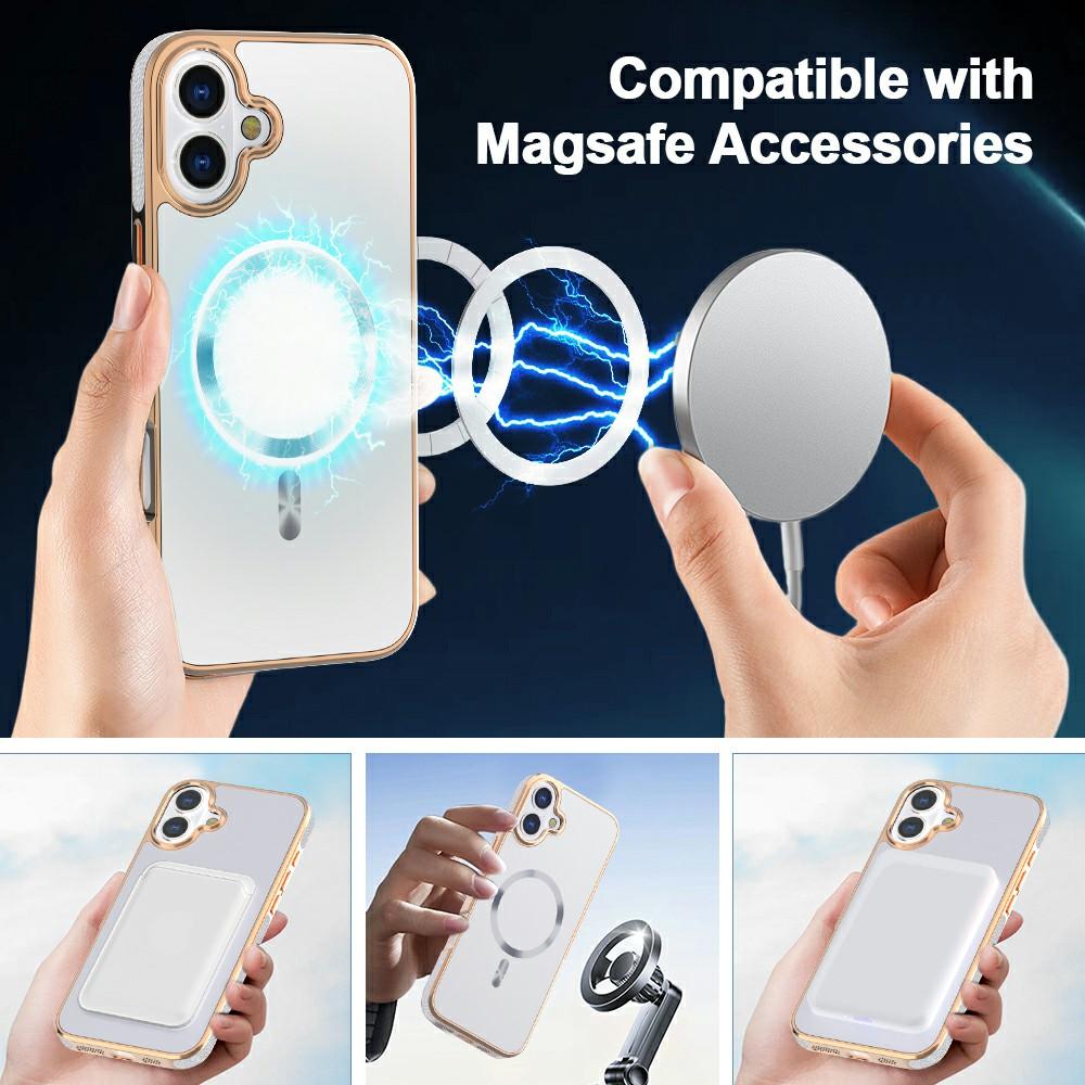 For iPhone 16 Magnetic Case Electroplating Anti-Drop TPU+PC Phone Back Cover