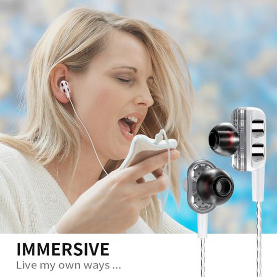 A4 Universal Wire Control Double Moving Coil Subwoofer Earphone In-ear Earplugs Headset