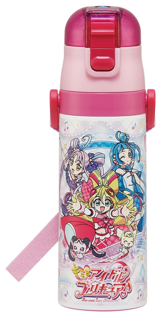 Skater Children's Water Bottle, Direct Drinking, 470ml, Kimi to Idol PreCure Girl Design, Insulated Stainless Steel, Lightweight, Sports Bottle,