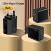 3-benet stik + 2 USB Telefonopladeradapter 120W PD Oplader Universel USB C Oplader
