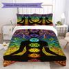 1PC Chakras Theme Bedding Quilt Set Quilt Cover Pillowcase Home Decoration Birthday Gift (1 * Duvet Cover + 2 * Pillowcase, Without core)A12