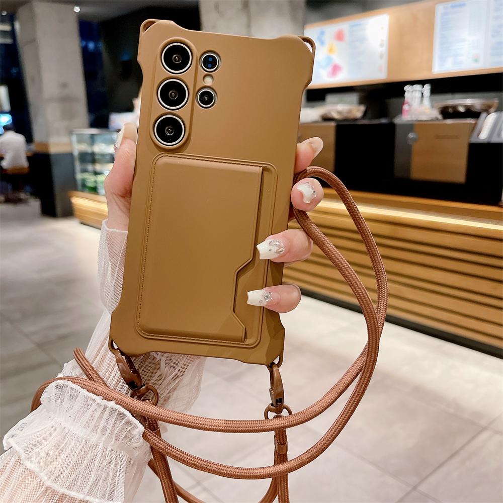 Card Holder Candy Strap Silicone Case for Samsung S25 S24 Plus S22 Ultra S23 FE A54 A34 A53 A34 A15 Crossbody Lanyard Cover