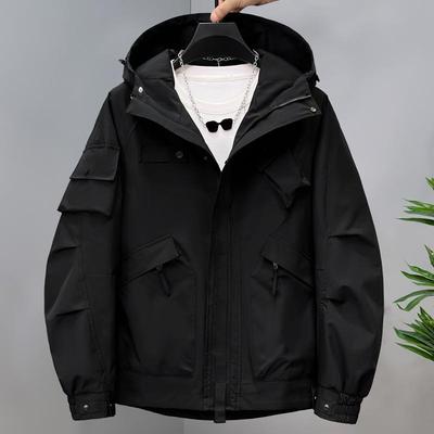 Nadměrná velikost 5XL-11XL Podzimní nepromokavý trenčkot pro muže Větrovka Ležérní Dlouhý rukáv Nadměrné pánské bundy S kapucí