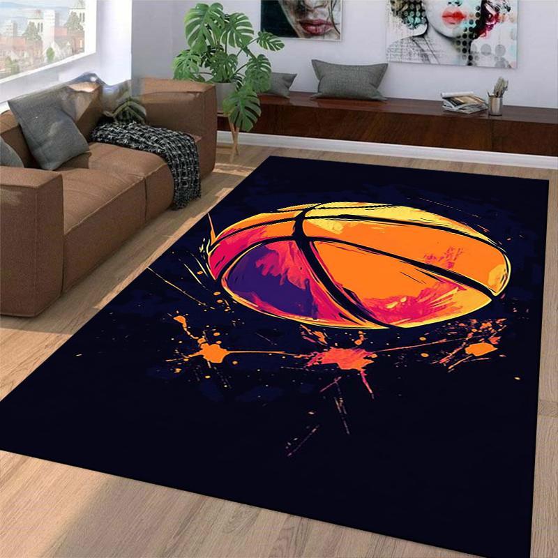 Colorful Basketball Theme Carpet for Bedroom or Living Room Decor Suitable for Use As an Anti-slip for Living Room Bedroom Sofas