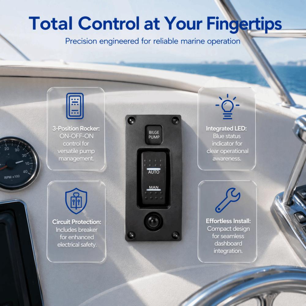 ABS Rocker Pump Switch Waterproof Control Module Panel Rocker Switch Panel Marine Equipment
