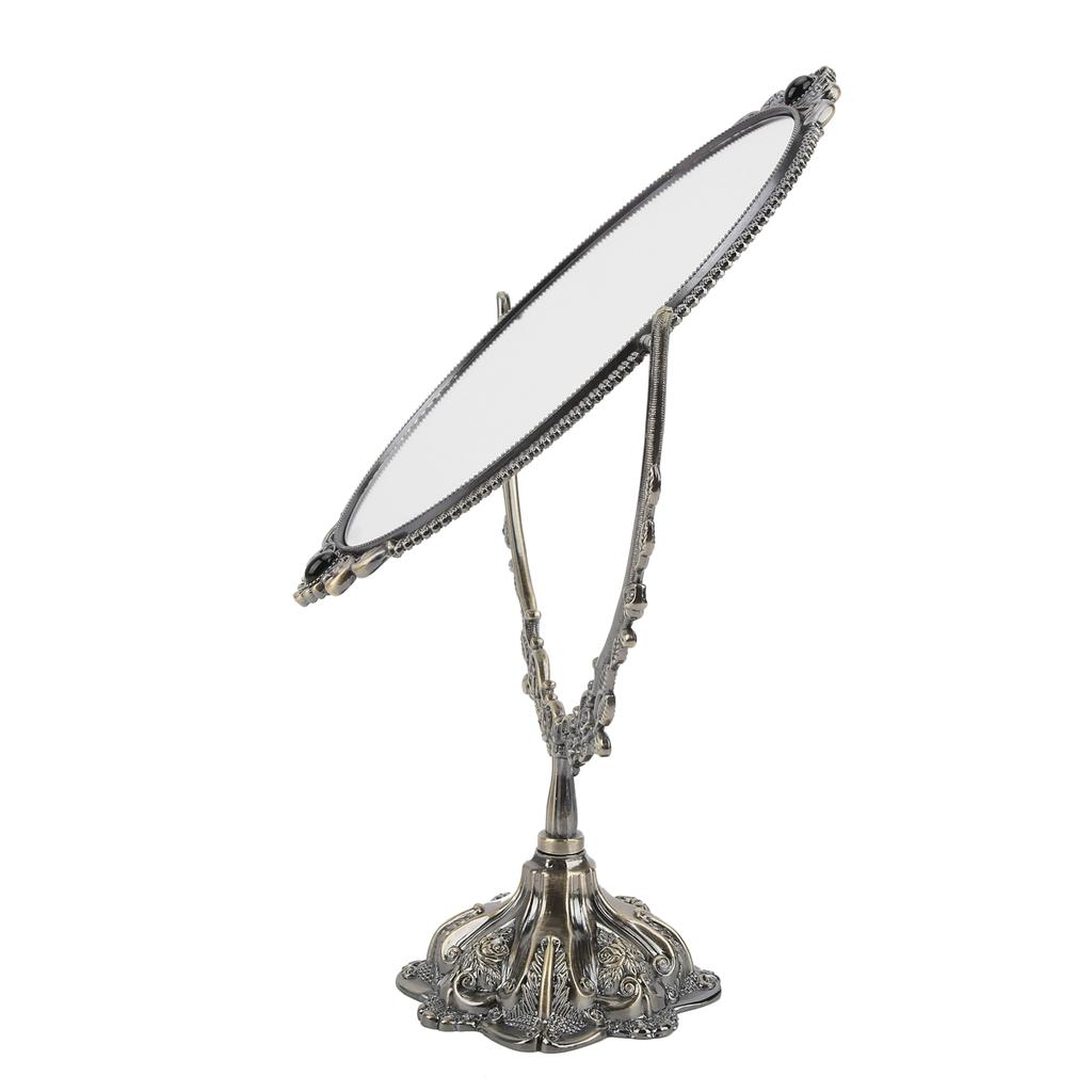 Make-Up-Spiegel Europäischer Metall-Retro-Doppelseitiger Spiegel für Badezimmer, Schlafzimmer, Ankleidezimmer(Bronze Groß )