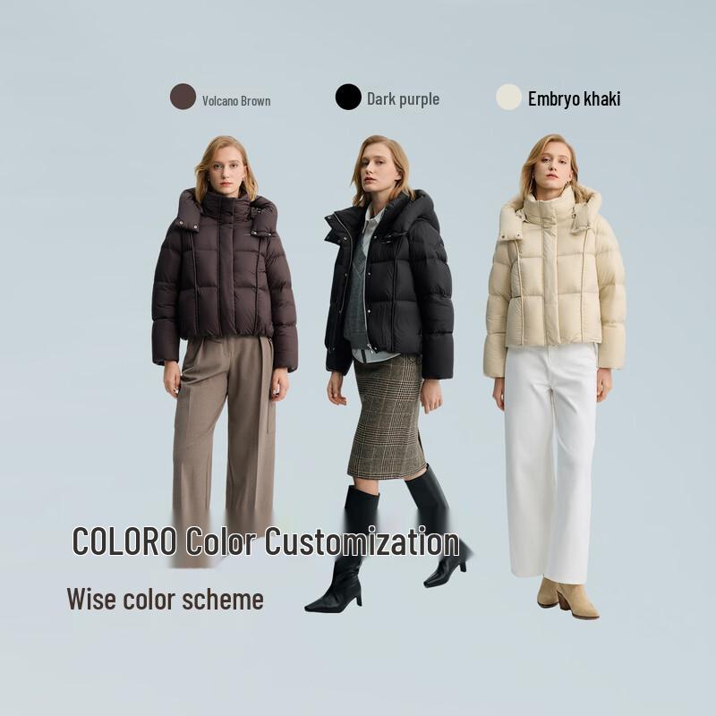 BINJORA Women's Detachable Hood Short Puffer Down Jacket