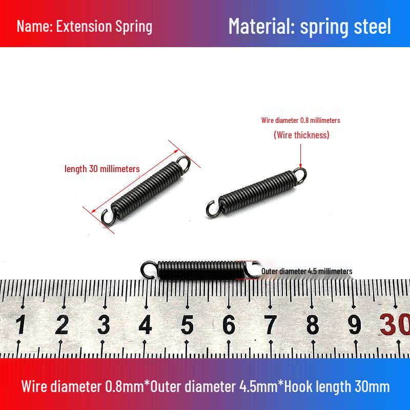 0.8mm Yellow Extension Spring with Hooks - Stapler Rebound Force 