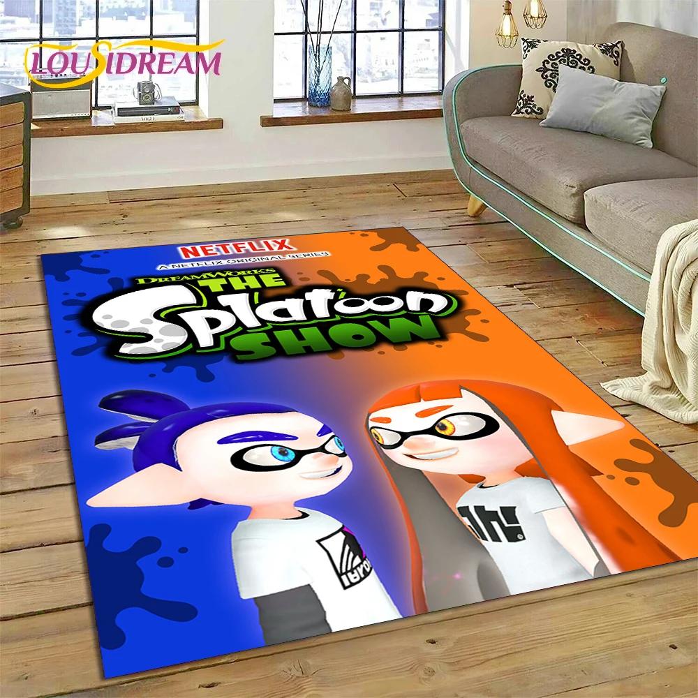 Tappeto Gioco Cartone Animato Splatoon3 PC Gamer per Camera da Letto Soggiorno Decorazione Casa Divano, Tappetino da Pavimento Decorativo Grande Gioco per Bambini Regalo