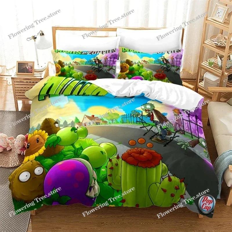 New Plant Zombie Pattern Cartoon Duvet Cover Set Pillowcase Twin Full Queen King 3d Bedding Set Single Double Size Home Textile
