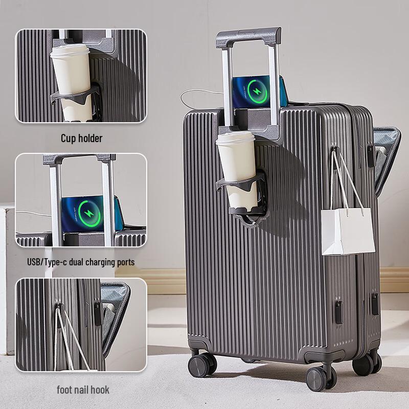 OEING Front-Opening Spinner Luggage 26 inch