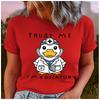 Unisex 100% Polyester Summer Top "Believe Me, I'm a Duck Doctor!" Print Loose round Neck Short Sleeve Fashion for Astrology Lovers