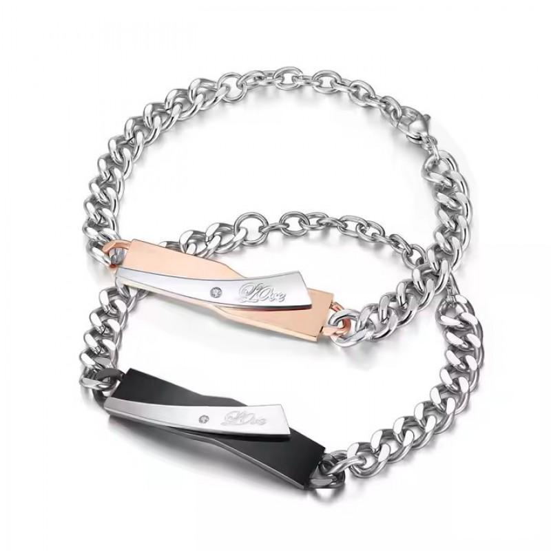 Stainless Steel Custom Letter Bracelet Couples Lightweight Luxury Titanium Adjustable Bangle Jewelry