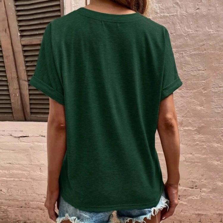 Damen Mode V-Ausschnitt Bequeme Damen T-Shirts Kurzarm Einfarbige Amerikanische Und Europäische Damen T-Shirts Streetwear Oberteile
