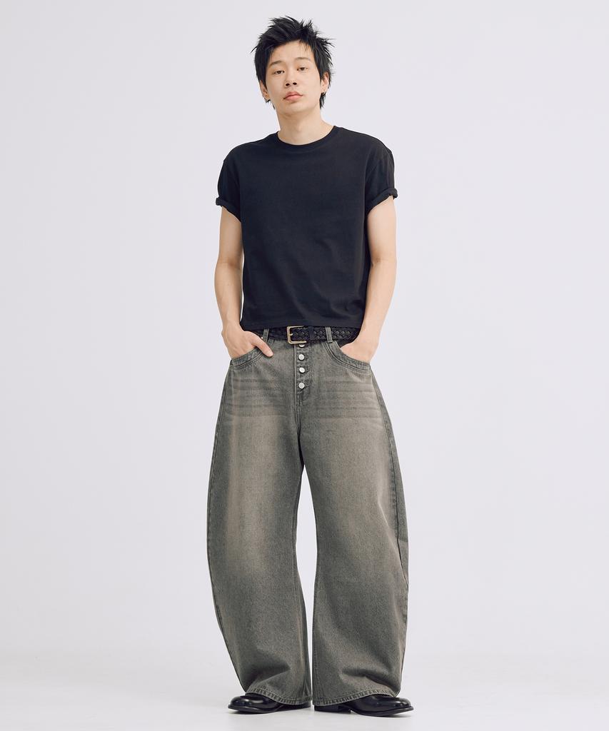 TAKEASY Smoky Button-Fly Denim Pants (Smoky Gray)