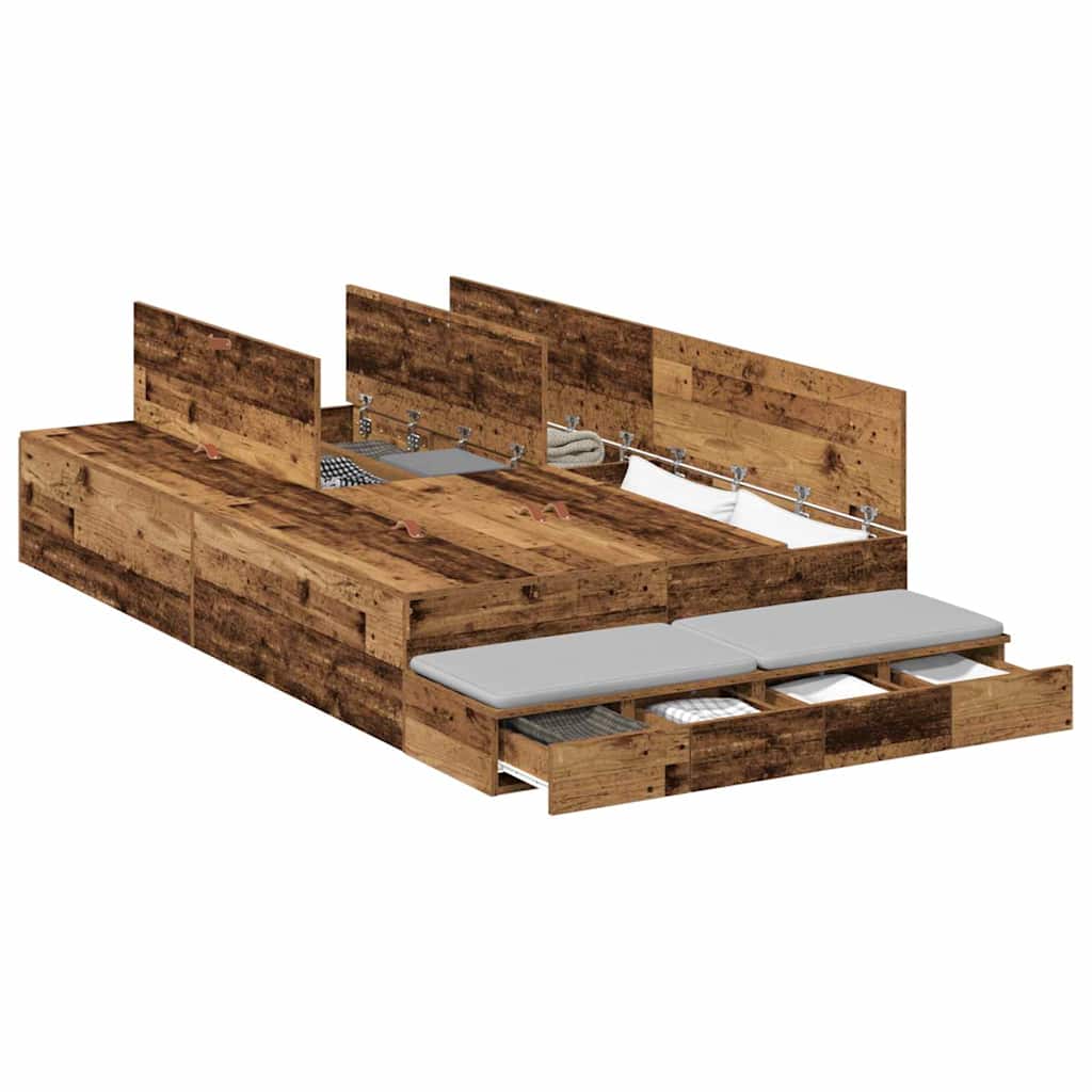Storage Bed Frame Reclaimed Wood Look 120 cm Engineered Wood