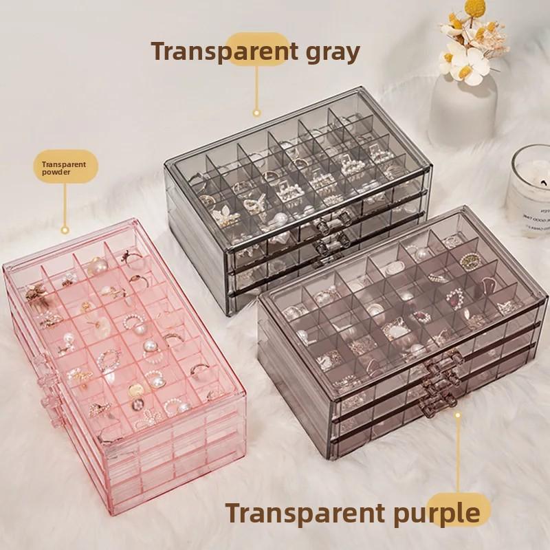 TengXian Dustproof Jewelry Storage Box Drawer Type Large Capacity Ring Earring Necklace Home Use Vanity Organizer Box