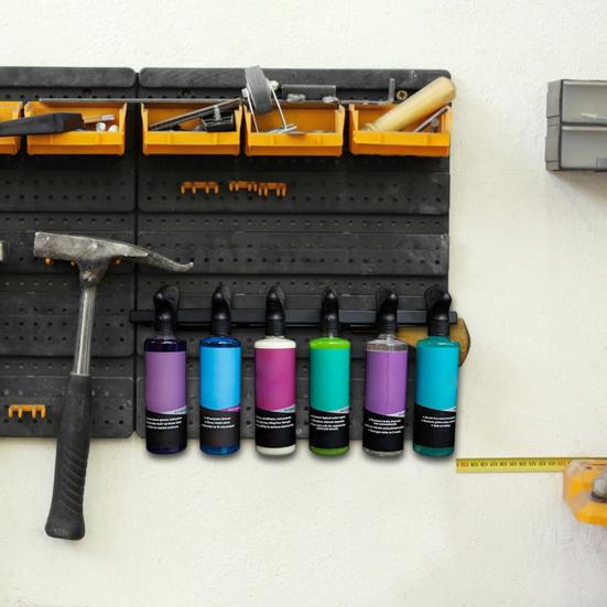 Trigger Spray Bottle Holder Wall Mounted Storage Rack for Garage Home Automotive Cleaning Supplies Organizer