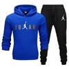 Dunkmark Herren Hoodie & Jogger Set, Trendiger Basketball Pullover Figur und Geteilter Goldener Buchstaben-Kunstdruck, Dickes Fleece Sport Zweiteiliges Set für Streetwear Freizeit