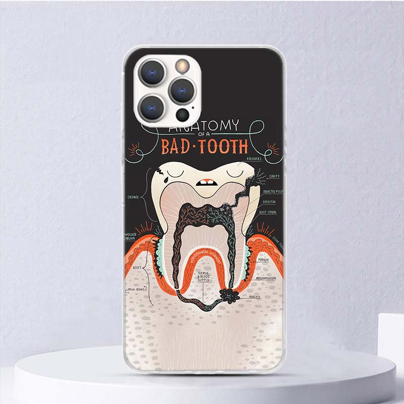 Wisdom Teeth Dentist Tooth Soft Case For iPhone 16 17 Air 16E 15 Plus 11 12 13 Mini 14 Pro Max Phone Cover Apple 7 8 SE Coque Fu