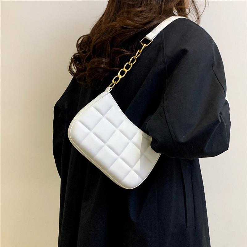 Trendy City Minimalist Grid Embossed Shoulder Bag For 2023 Fall/winter Season