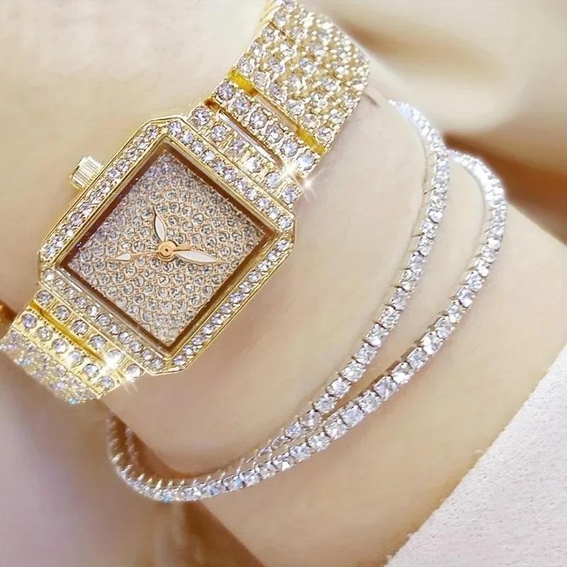 New Women Watches Brand Luxury Gold Bracelet Watch Women Quartz Watches Rhinestone Ladies Wristwatches Clock Relogio Feminino