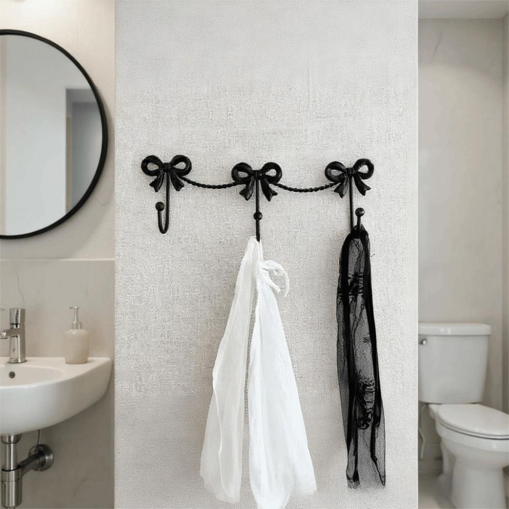 Iron Material Metal Bow Wall Hooks Golden Finish Modern Minimalist Hooks Wall Hook  Home Decor