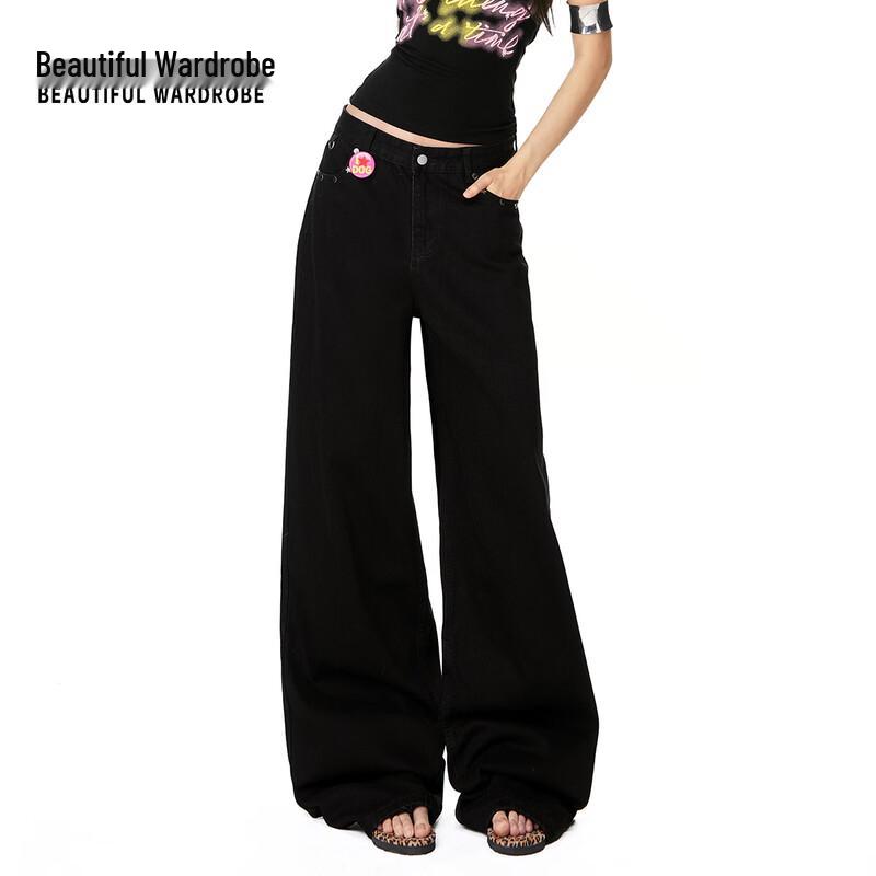 BEAUTIFUL WARDROBE Women s Retro High-Waist Wide-Leg Jeans S