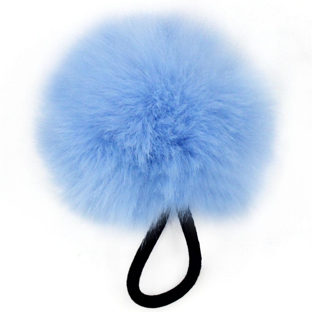 

Детская плюшевая резинка для волос с помпоном из искусственного меха - Мягкие аксессуары для волос, головные уборы светло-синий
