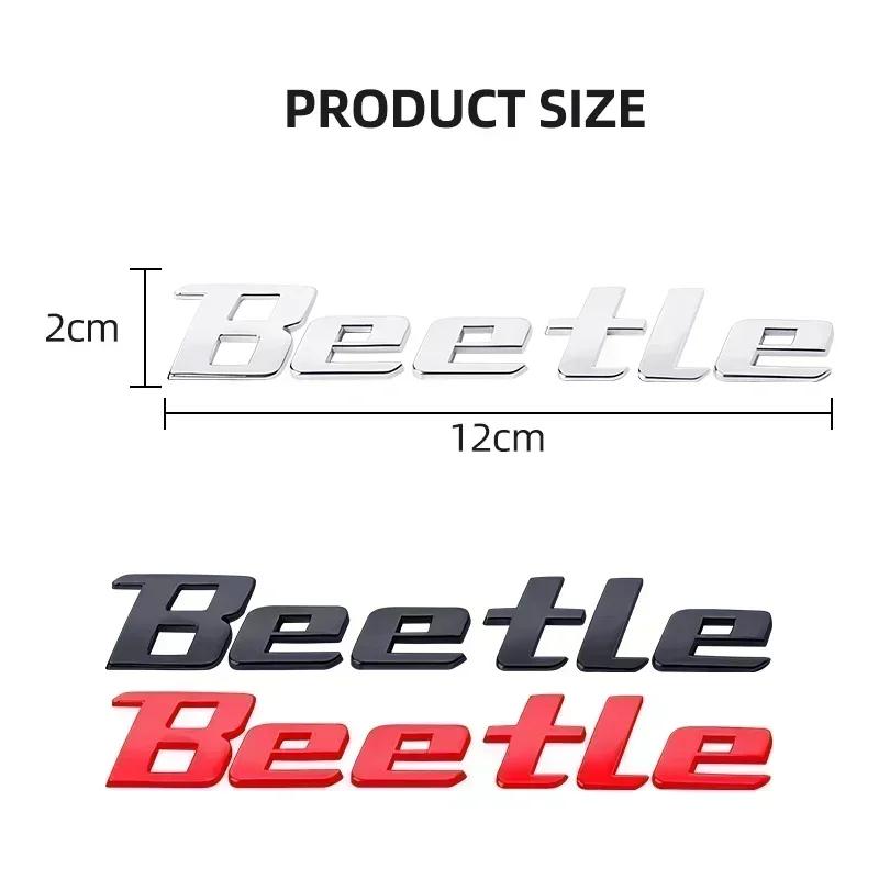 3D Metal Logo Sticker Beetle Emblem Badge Chrome Black Red Letter Decal For Volkswagen VW Beetle Rear Trunk Decor Accessories Es3