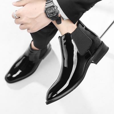 Ghete Chelsea FashionNew pentru bărbați, cizme formale negre de afaceri, mărimea 38-46, cizme scurte din piele lăcuită la modă pentru bărbați