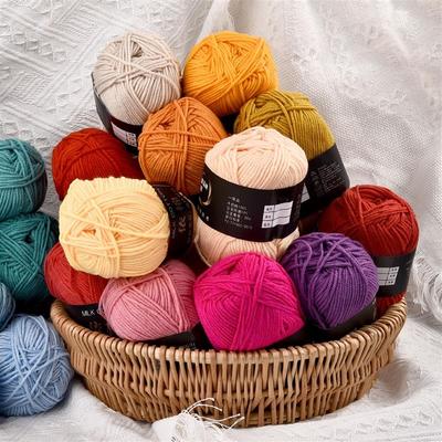 50g Süt Pamuk Tığ Iplik 4ply Örgü Yün İğne Boyalı Lanas Tığ El Sanatları Kazak Şapka Bebek Eşarp DIY Örgü