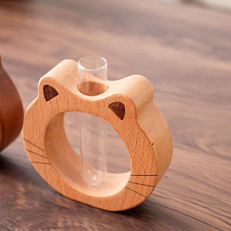 Cartoon Cat Shaped Design Ornaments Hydroponic Bottle Desktop Flower Arrangement Handmade Plastic DIY Home Decorations