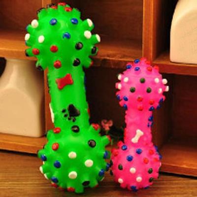 Pet Dog Puppy Cat Funny Sound Toy Rubber Dumbbell Ball Squeaker Chewing Ball