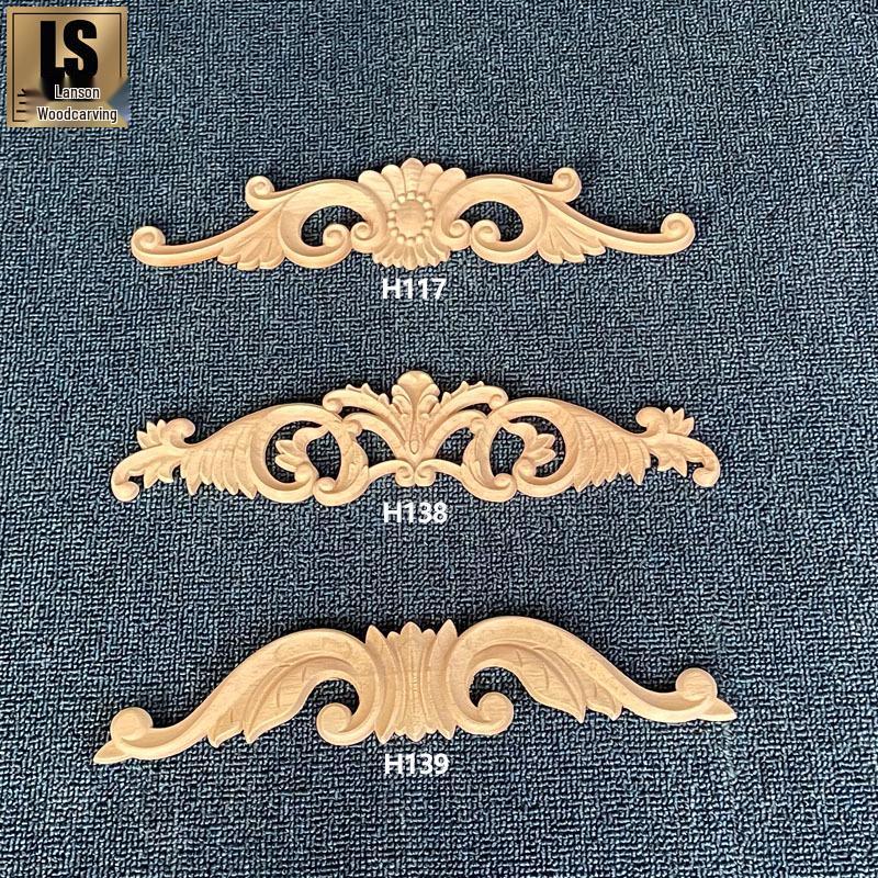European Style Solid Wood Carved Flower Door Header Decoration H138 Style 30*7cm