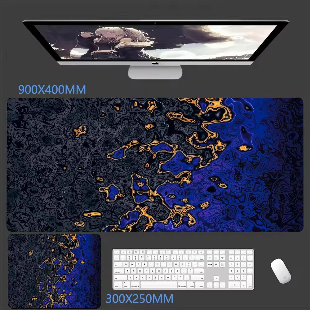 Teal Gold Marble Large Mouse Pad Abstract Liquid Art Desk Mat NonSlip for Gaming Office