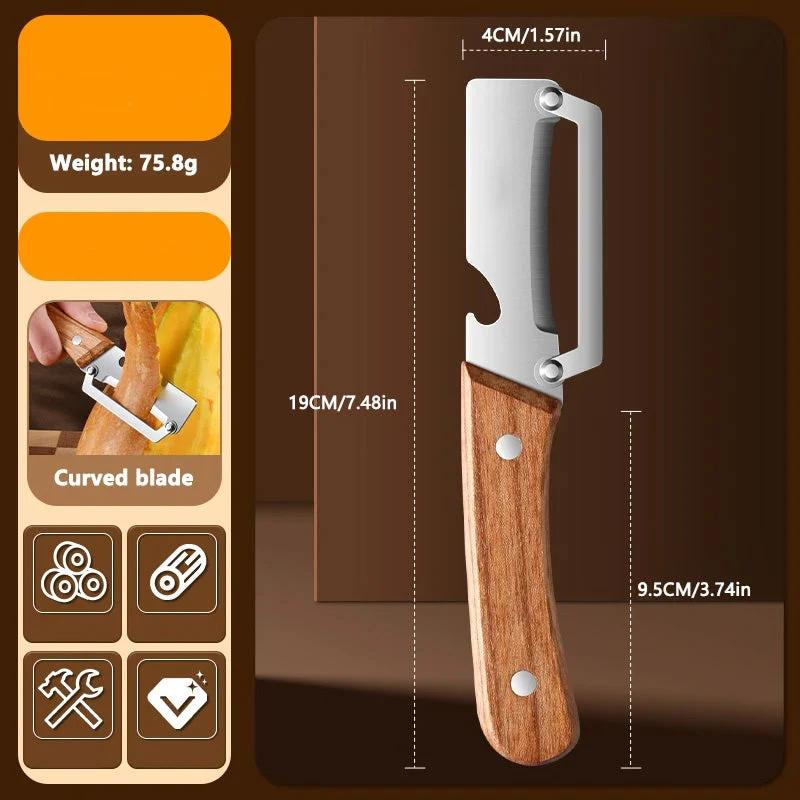 1 pièce d'économe en acier inoxydable avec manche en bois pour éplucher et trancher fruits et légumes | Durable et fonctionnement fluide