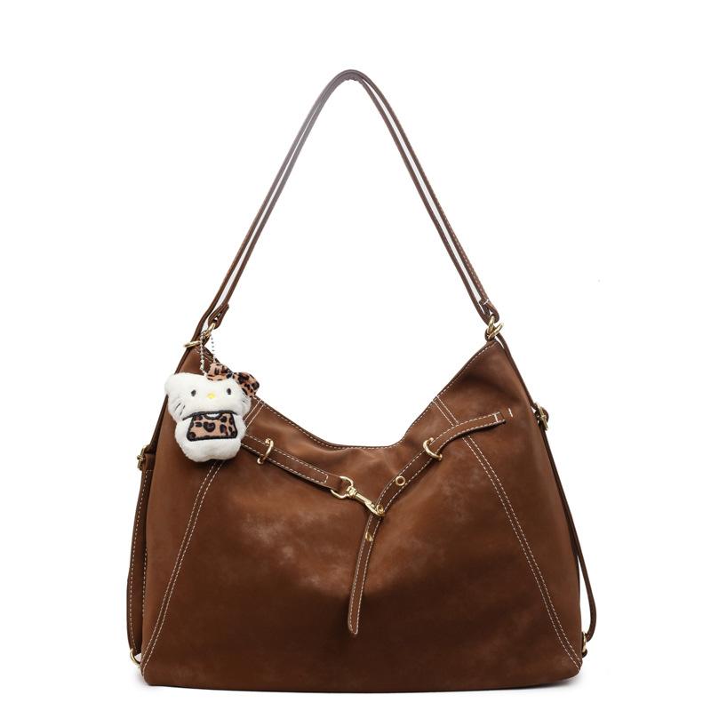 Commuter Retro Matte Bag Women's 2025 New Large-capacity Shoulder Messenger Tote Bag Multi-purpose Backpack