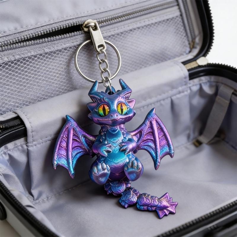 Unique 3D Printed Western Dragon Toy Keychain With Movable Joints For Play And Display Keyring Accessories