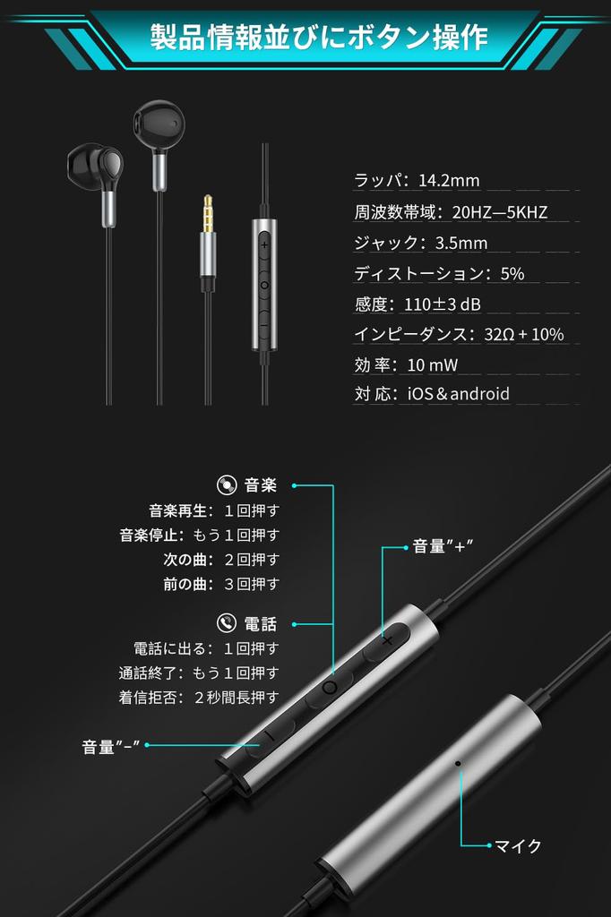 Glazata Dynamic Driver MEMS Wired CTIA Standard with Compatible with Earphone [Upgraded & High-Sensitivity Microphone] 3.5mm Earphones, 4-Pole,