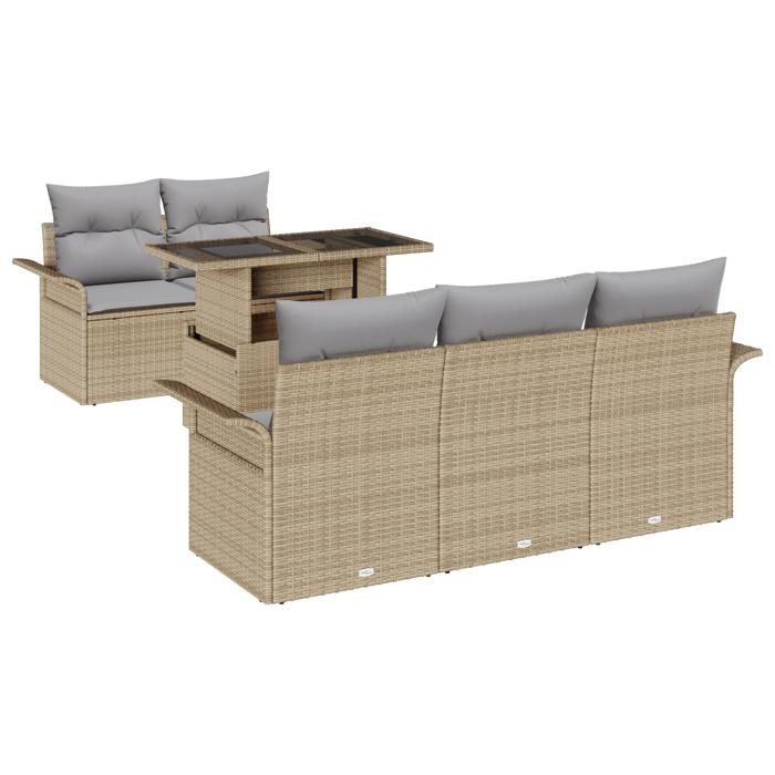 VidaXL Ensemble de canapés de jardin 6 pièces avec coussins beige en résine tressée 3348196