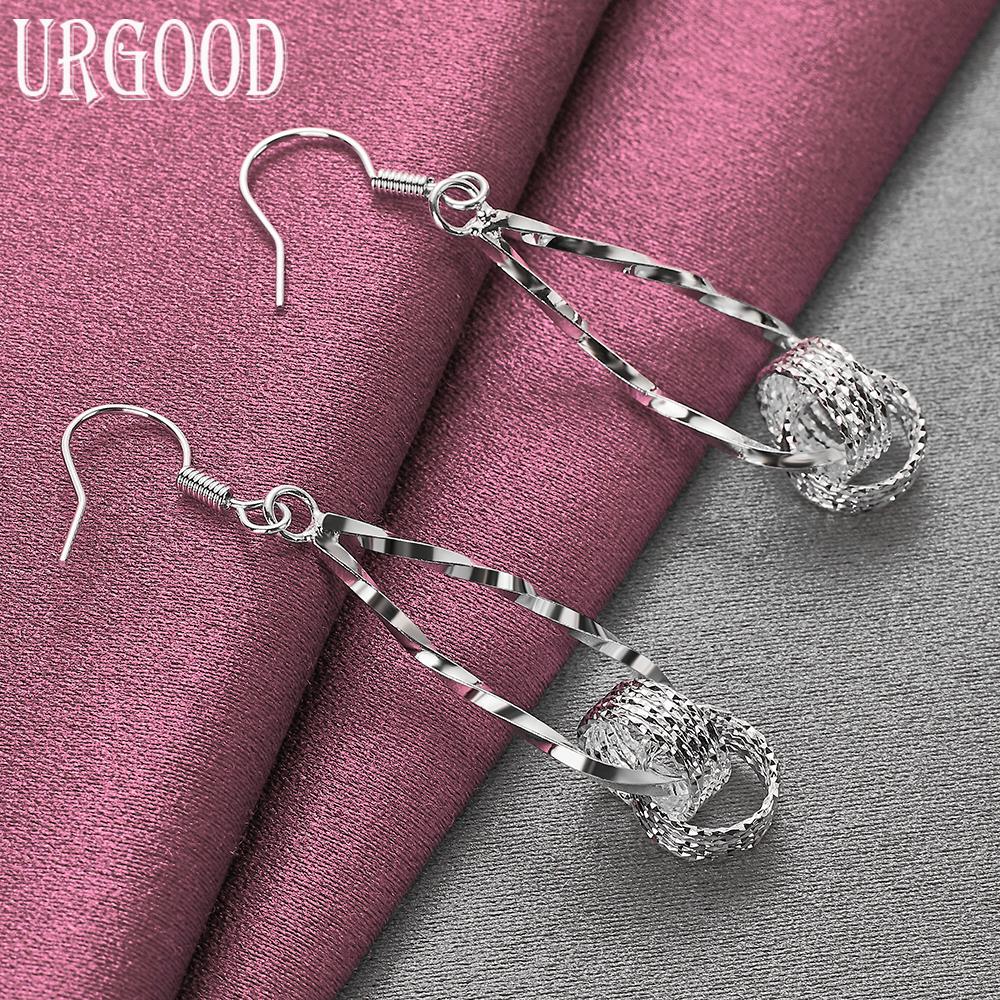 925 Sterling Silver Fashion Braided Round Earrings Wedding Jewelry