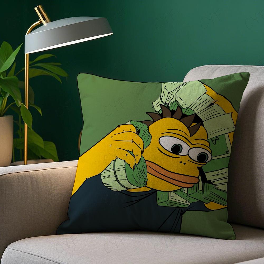 Sad Frog P-Pepe Pillow Case Anti-dustmite Pillowcase Invisible Zipper Silky Short Plush Sofa Cushion Cover