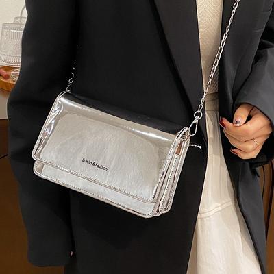 High End Niche Bright Bread Bag for Women New Trendy Double Layer Fashionable Shoulder Bag for Women Simple Crossbody Bag for Women