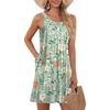 Ladies Fashion Beach Vest Casual Summer Pocket Straps Retro, Floral Dress