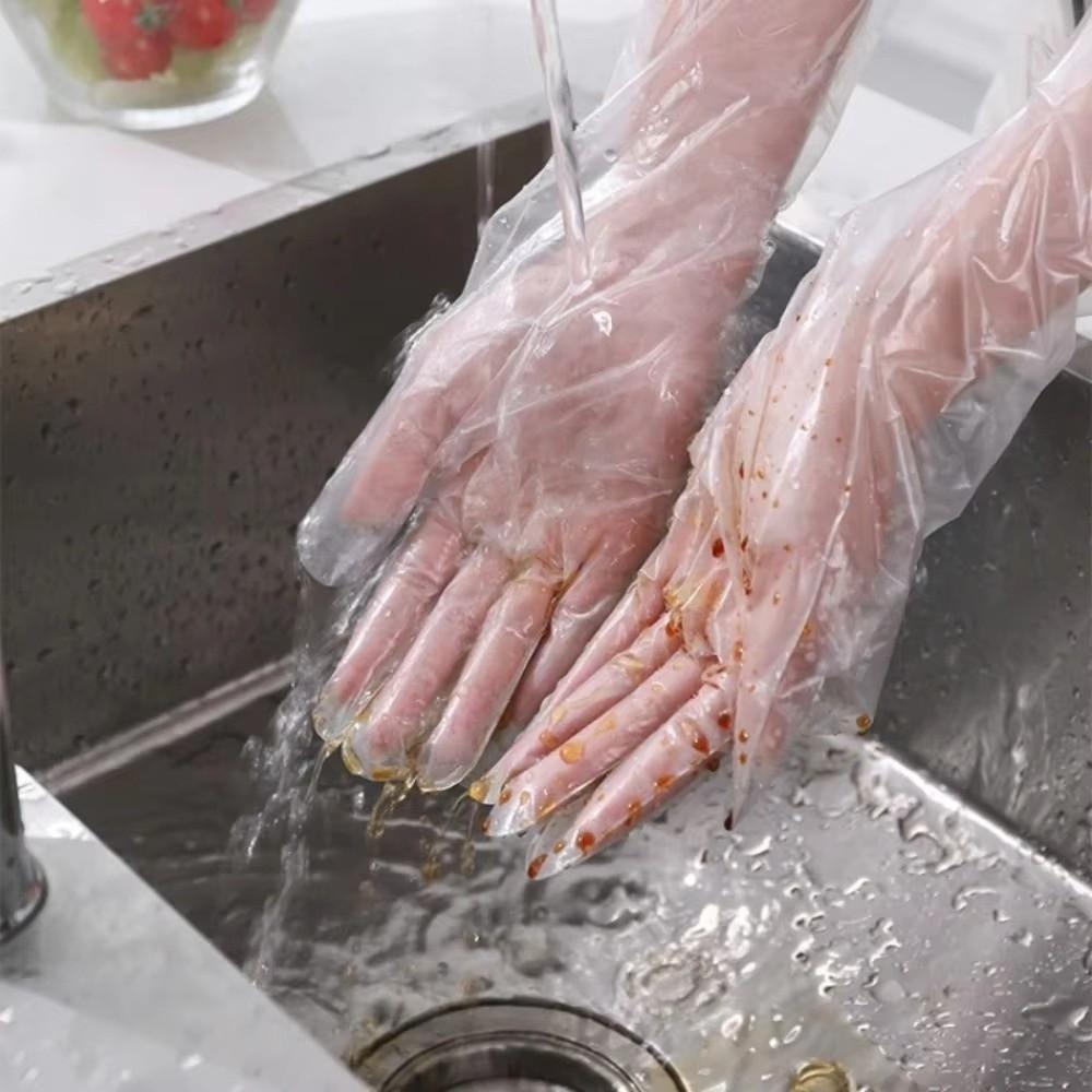 Transparent Disposable Hand Sleeves Non-Slip Cleaning Long Gloves Disposable Gloves for Kitchen