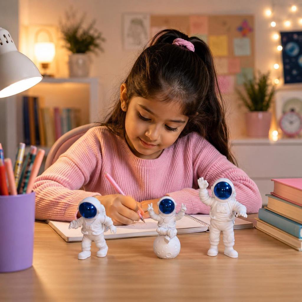 Polyvinyl Chloride 3Pcs Astronaut Action Figurine Home Decor Astronaut Statue Study Office Desk Decor Showpiece