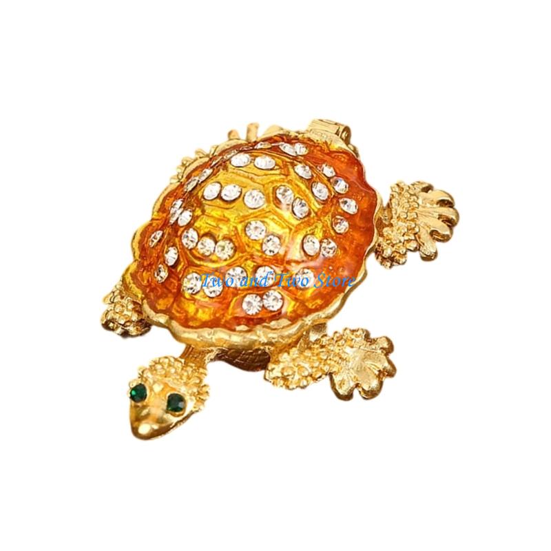 HX6F Portable Turtles Jewelry Storage Case With Locking Mechanism Metal Construction for Jewelry Protective Organization