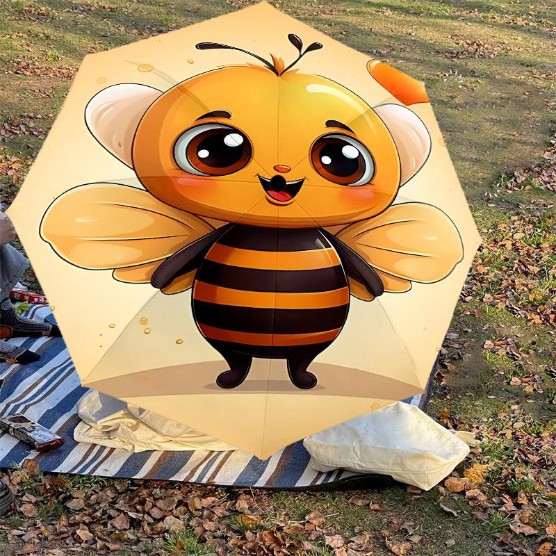 1PC Bee Heart Automatic Open/Close Umbrella with Windproof, 8-Rib Sturdy Canopy, Durable Ribs, Fashionable Design1290A